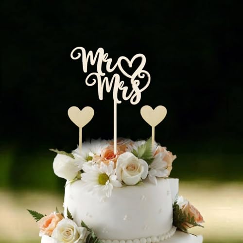 Holz Cake Topper Hochzeit mit Mr & Mrs Torten Deko, Tortenstecker für Jubiläum, Verlobung und,Tortenstecker für Hochzeit Jubiläum Verlobung Antrag von sundrerfect