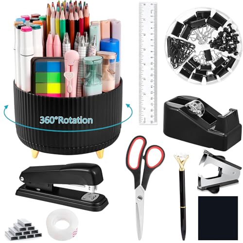 Bürobedarf, Schreibtischzubehör, mit Hefter, Klebebandspender, Heftklammerentferner, Schere, Kugelschreiber, Haftnotizen, transparentes Klebeband, Heftklammern, Schreibtisch-Organizer, Lineal, Ordner Bürobedarf, Schreibtischzubehör, mit Hefter, Klebebandspender, Heftklammerentferner, Schere, Kugelschreiber, Haftnotizen, transparentes Klebeband, Heftklammern, Schreibtisch-Organizer, Lineal, Ordner von suniya