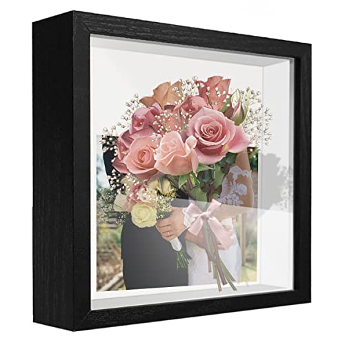SUNMEG 3D Bilderrahmen zum Befüllen 30 x 30cm Bilderrahmen Tief 3D Objektrahmen Hölzern bis 3cm, 3D Rahmen für Objekte, Blumen, Hochzeitsstrauß oder Erinnerungsstücke von sunmeg