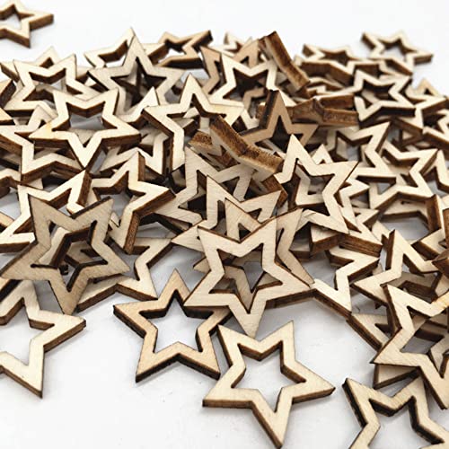 Sunnilly Holzsterne zum Basteln - 300 Stück Scheiben, Streudeko Weihnachten, Sterne Basteln, Weihnachtsdeko, Mini Stern Dekoration für DIY Hochzeit Party von sunnilly