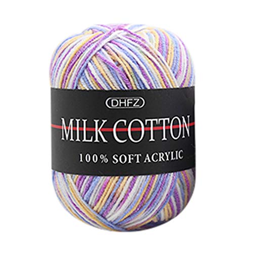 sunnymi 50g DIY Wolle Super Soft Baby Milk Cotton Wool Häkeln Hand Stricken Bunt Milch Baumwolle Geschenk Garn Strick Wolle Pullover Hüte Schals Decke (J, 1.2mm) von yaco