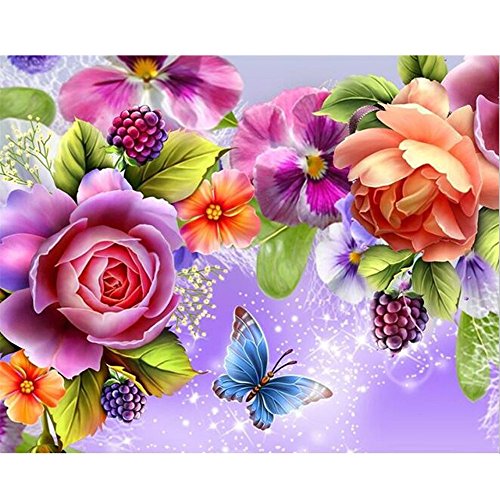 sunnymi 5D Diamant Stickerei Full Drill Blumen und Schmetterlinge DIY Diamond Painting Dekoration 40 * 30cm 2018 von sunnymi