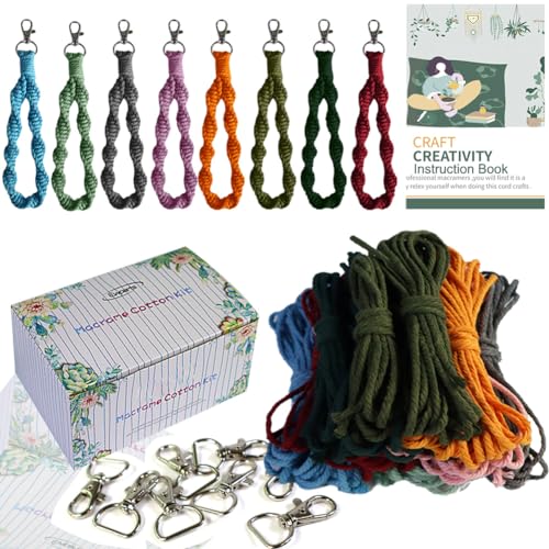 Makramee Set für Anfänger mit Anleitung 3mm Makramee Garn Set Makramee Diy Set Schlüsselanhänger Makramee Garn Set Mit Makramee Zubehör für Makramee Armband,Makramee Anhänger,Makramee Anfänger Set von suo long