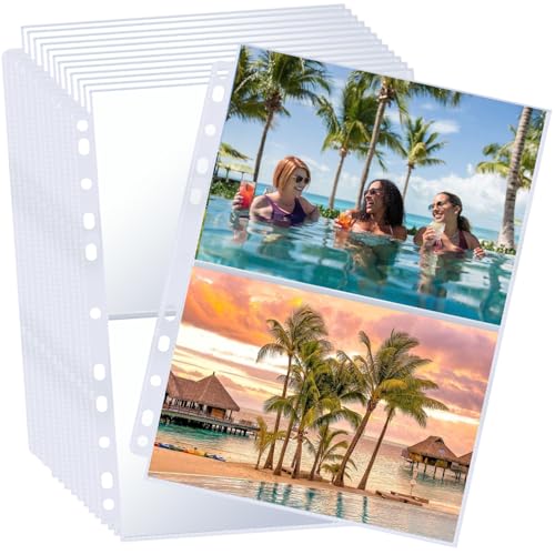 30 Fotohüllen für 120 Fotos à 12,7 x 17,8 cm, transparenter Fotoseitenschutz für 3-Ringbuch, doppelseitige Fotoalbum-Nachfüllseiten, Fototaschen, Fotohüllen, Binderblätter von superaimi
