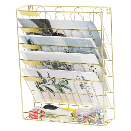 superbpag Hängeregistratur-Organizer mit 5 Etagen, Wandhalterung, Dokumenten-Briefablage, Aufbewahrungsregal für Büro, Zuhause, Schlafsaal, Gold superbpag Hängeregistratur-Organizer mit 5 Etagen, Wandhalterung, Dokumenten-Briefablage, Aufbewahrungsregal für Büro, Zuhause, Schlafsaal, Gold von superbpag