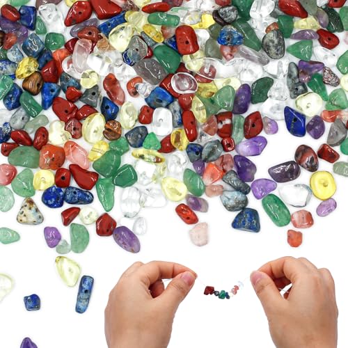 5-8mm 240pcs Naturkristall Unregelmäßige Stein,Perlen zum Auffädeln Kristall Steine Spacer Perlen Naturform Edelsteine für Armbänder Halskette Ohrringe Gartenbau DIY Handgefertigt (7 Farben) von suruikei