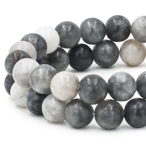 8 mm Natürliche Perlen, 45 PCS Natürliche Runde Steinperle Kristalle Perlen mit Loch Lose Spacer für DIY Schmuck Armbänder Basteln Halsketten Ohrringe Handgefertigt (Adlerauge) von suruikei