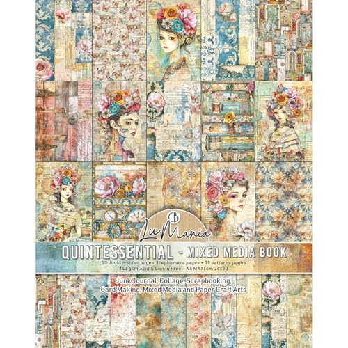 Ciao Bella Mixed Media Buch, A4, Maxi, 39 Musterseiten + 11 Ephemera-Seiten (Quintessential) von susiebsupplies