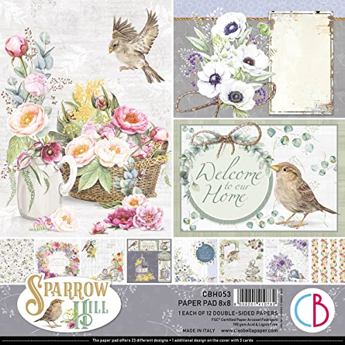 Ciao Bella Sparrow Hill 20,3 x 20,3 cm doppelseitiger Bastelpapier Papierblock von susiebsupplies