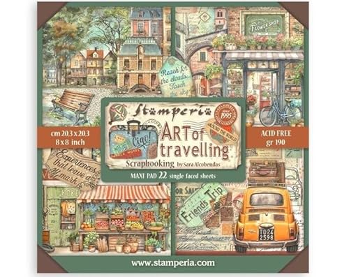 Stamperia – Art of Travelling Maxi-Block, 20,3 x 20,3 cm, 22 einseitige Blätter von susiebsupplies