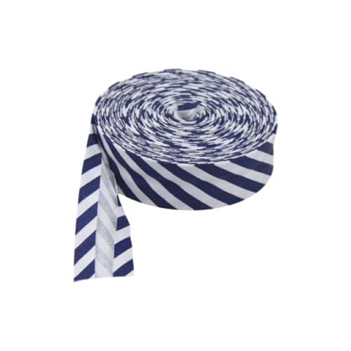 susiodeu Baumwoll Schrägband, vielseitiger Besatz für Nähprojekte, Kleidung bis hin zu Heimdekoration, gepunktetes und gestreiftes Kantenband, Marineblaue Streifen von susiodeu