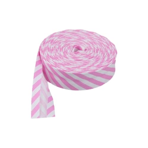 susiodeu Baumwoll Schrägband, vielseitiger Besatz für Nähprojekte, Kleidung bis hin zu Heimdekoration, gepunktetes und gestreiftes Kantenband, rosa Streifen von susiodeu