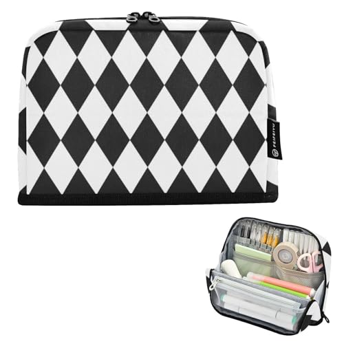 susiyo Federmäppchen mit Rautenmuster, großes Fassungsvermögen, große Aufbewahrungstasche, einfache Schreibwarentasche zur Aufbewahrung von Stiften, Kosmetika, für Teenager, Büroangestellte, Studenten von susiyo