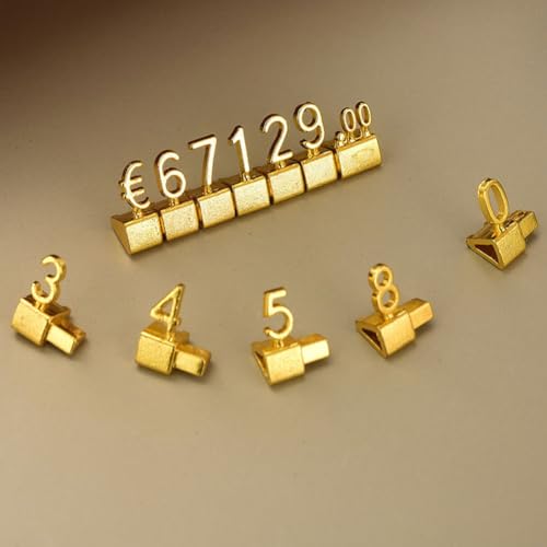10 Sets Preisschild-Display-Würfel für Schmuck, Preisanzeige, Würfel, Zahlenschild für Verkäufer, Wertgegenstände, Gold, Schmuckanhänger für Einzelhandelspreise, Zink-Ally, (EUR) von suweisua
