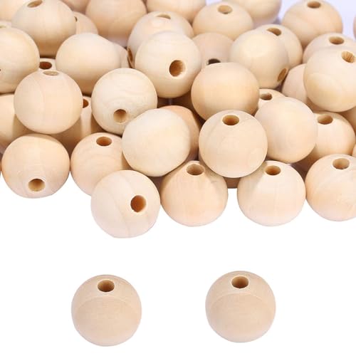 suwineo 100 Stück 20mm Natur Holzkugeln mit Loch, Runde Holzperlen zum Basteln für DIY Handgefertigte Dekorationen suwineo 100 Stück 20mm Natur Holzkugeln mit Loch, Runde Holzperlen zum Basteln für DIY Handgefertigte Dekorationen von suwineo