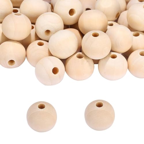 suwineo 100 Stück 22mm Natur Holzkugeln mit Loch, Runde Holzperlen zum Basteln für DIY Handgefertigte Dekorationen suwineo 100 Stück 22mm Natur Holzkugeln mit Loch, Runde Holzperlen zum Basteln für DIY Handgefertigte Dekorationen von suwineo