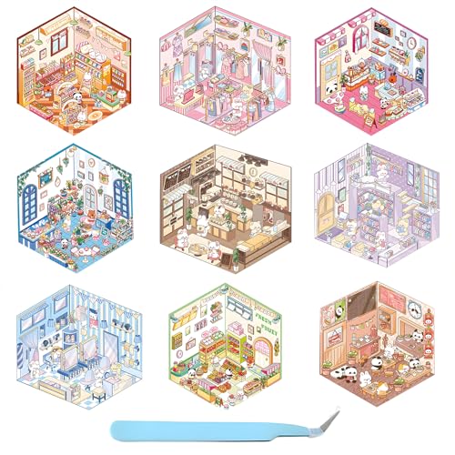 svpfuo DIY 3D Aufkleber, Sets DIY 3D-Hausaufkleber, DIY 3D House Stickers, Fun DIY Stickers Scene, Room Sticker Book, Stressabbau und Kreativitätsschub, Geeignet für Erwachsene und Kinder svpfuo DIY 3D Aufkleber, Sets DIY 3D-Hausaufkleber, DIY 3D House Stickers, Fun DIY Stickers Scene, Room Sticker Book, Stressabbau und Kreativitätsschub, Geeignet für Erwachsene und Kinder von svpfuo