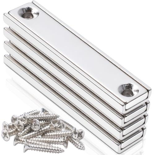 Neodym Magnete Extra Stark, 60x13,5x5mm Magnete Stark Groß Schraubbar Magneten Rechteckmagnete Magnete mit Loch Magnetverschluss Senkkopf Magnet Industrielle Topfmagnet mit Schrauben, 4 Stück Neodym Magnete Extra Stark, 60x13,5x5mm Magnete Stark Groß Schraubbar Magneten Rechteckmagnete Magnete mit Loch Magnetverschluss Senkkopf Magnet Industrielle Topfmagnet mit Schrauben, 4 Stück von swihorab