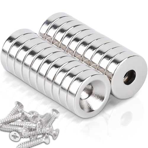 Neodym Magnete Extra Stark 12x3 mm Blende 4mm, 20 Stück Topfmagnet mit Schrauben, Neodym Magnete Mit Loch Klein Starke Magnet Flach für Küchen Kühlschrank, Lager, Büros Neodym Magnete Extra Stark 12x3 mm Blende 4mm, 20 Stück Topfmagnet mit Schrauben, Neodym Magnete Mit Loch Klein Starke Magnet Flach für Küchen Kühlschrank, Lager, Büros von swihorab