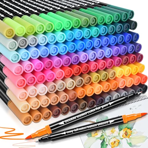 swihorab 120 Farben Filzstifte Dual Brush Pinselmarker, Dual Brush Pen Set Filzstifte Feine Spitze & Pinselspitze für Erwachsene, Fineliner Set Malstifte für Ausmalen, Malbücher, Manga Handlettering swihorab 120 Farben Filzstifte Dual Brush Pinselmarker, Dual Brush Pen Set Filzstifte Feine Spitze & Pinselspitze für Erwachsene, Fineliner Set Malstifte für Ausmalen, Malbücher, Manga Handlettering von swihorab