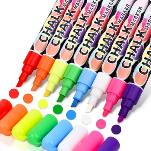 swihorab Kreidestifte Kreidemarker für Tafel, 8 Farben Whiteboard Marker für Fenster Abwaschbar, 5 mm Umkehrbare Spitze, Bunt Fensterstifte Flüssigkreide Neon Kreide Stift für Glas swihorab Kreidestifte Kreidemarker für Tafel, 8 Farben Whiteboard Marker für Fenster Abwaschbar, 5 mm Umkehrbare Spitze, Bunt Fensterstifte Flüssigkreide Neon Kreide Stift für Glas von swihorab