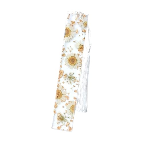 Getrocknete -Lesezeichen | Gepresste -Lesezeichen, transparentes Gänseblümchen-Epoxidharz-Buchmarker - Floraler Seitenmarker für Buchliebhaber, Frauen, Männer, beste Freunde von syayw