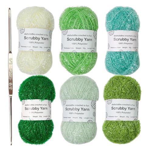 Rasentrimmgarn – Skeins – weiches Garn in mehreren Farben für Strickwaren – Reinigungsgarn aus Plüsch | recycelbares Garn für Badetücher, Geschirrtücher von syayw
