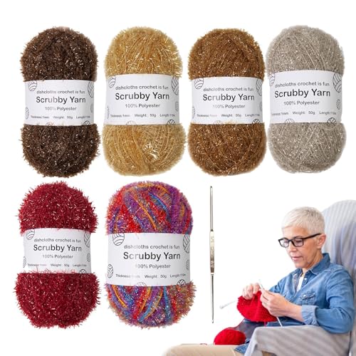 Rasentrimmgarn – Skeins – weiches Garn in mehreren Farben für Strickwaren – Reinigungsgarn aus Plüsch | recycelbares Garn für Badetücher, Geschirrtücher von syayw