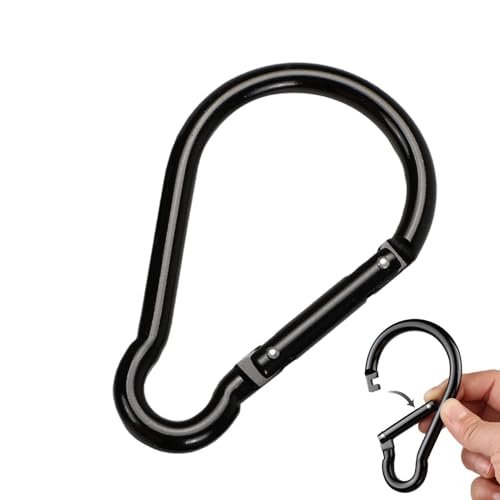 Schwarzer Karabinerclip | Campingschlüsselring | Rückenverschluss | Außenhaken | Verriegelungsgetriebeclip für die Wasserflasche, nicht verriegelt, großer Rand von syayw