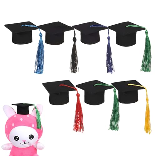 syayw Graduierungshut Topper-Set, 7 x Weinflaschendekorationen mit Quaste, Miniaturhut, dekoratives Accessoire für die Schule syayw Graduierungshut Topper-Set, 7 x Weinflaschendekorationen mit Quaste, Miniaturhut, dekoratives Accessoire für die Schule von syayw