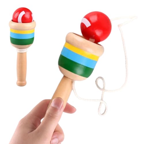 syayw Holz - Und Fangball | Hand Augen Koordination Fördern - Konzentration Spielzeug Für Kinder Picknick Park Camping Spielplatz von syayw
