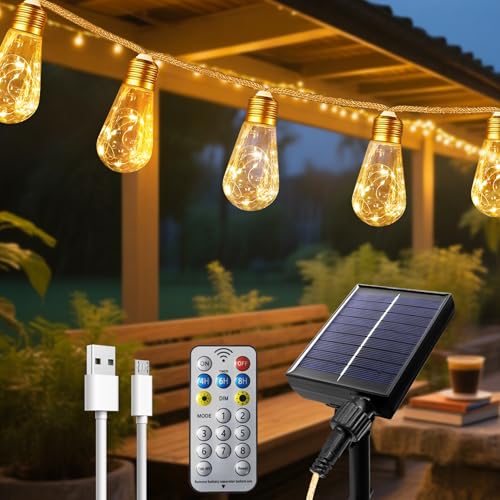sylvwin Solar Lichterkette Außen,8M 16 Glühbirnen Lichterkette Außen Wetterfest,8 Modi Timer Dimmbar USB Solarlichterkette für Vintage Dekoration Garten Balkon Terrasse Hochzeit Party sylvwin Solar Lichterkette Außen,8M 16 Glühbirnen Lichterkette Außen Wetterfest,8 Modi Timer Dimmbar USB Solarlichterkette für Vintage Dekoration Garten Balkon Terrasse Hochzeit Party von sylvwin