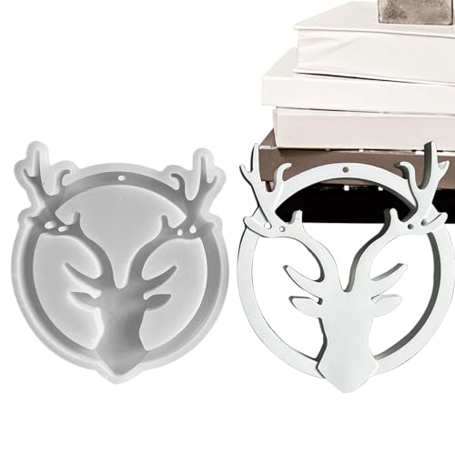 Christmas Elk Silicone Mold - Silikon Hirsch Geweih Gips Formen | Einfache Entnahme Antihaft Tier Form für Weihnachts Gips Seife Anhänger Epoxidharz Handwerk Kerze Deko,Harz Seifenherstellung von szaluyk