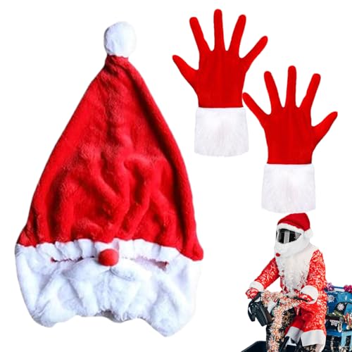 Weihnachtsmann-Kopfbedeckung, lustige Weihnachtsmann-Kopfbedeckung, Plüsch-Weihnachtsmann-Kopfbedeckung mit Weihnachtshandschuhen für Motorrad Weihnachten, Hutdekoration für Männer und Frauen Weihnachtsmann-Kopfbedeckung, lustige Weihnachtsmann-Kopfbedeckung, Plüsch-Weihnachtsmann-Kopfbedeckung mit Weihnachtshandschuhen für Motorrad Weihnachten, Hutdekoration für Männer und Frauen von szaluyk