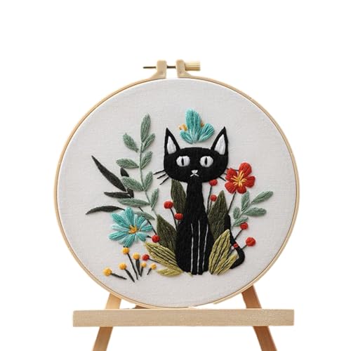 szaluyk Katzen Stickerei Set,Gestempeltes Katzen Stickpackung Für Anfänger - Handgefertigtes Stick-Set Für Frauen Enthusiasten Wohnungswarming Geburtstag Weihnachten Heimdekoration Projekte von szaluyk