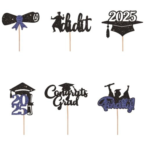 Abschluss Tortendeko Abschluss Konfetti Doktor Hut Cupcake Picks Tischkonfetti Streudeko Tischdeko für Graduierung Deko Party Dekoration Abschlussfeier Cupcake toppers 3 Stück (Blue) von szvbofueck
