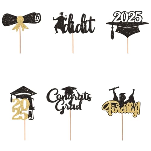 Abschluss Tortendeko Abschluss Konfetti Doktor Hut Cupcake Picks Tischkonfetti Streudeko Tischdeko für Graduierung Deko Party Dekoration Abschlussfeier Cupcake toppers 3 Stück (Gold) von szvbofueck