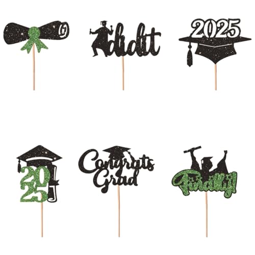 Abschluss Tortendeko Abschluss Konfetti Doktor Hut Cupcake Picks Tischkonfetti Streudeko Tischdeko für Graduierung Deko Party Dekoration Abschlussfeier Cupcake toppers 3 Stück (Green) von szvbofueck