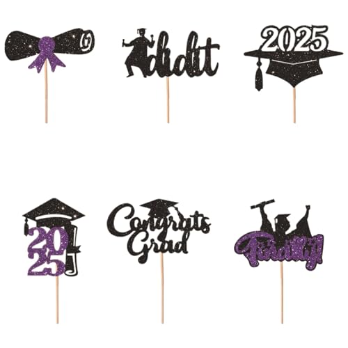 Abschluss Tortendeko Abschluss Konfetti Doktor Hut Cupcake Picks Tischkonfetti Streudeko Tischdeko für Graduierung Deko Party Dekoration Abschlussfeier Cupcake toppers 3 Stück (Purple) von szvbofueck