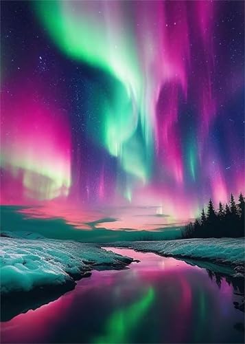 Paint by Numbers,Aurora River Paint by Numbers Kits on Canvas for Adults,DIY with frame Hand Painted Oil Painting Kits,with Brushes Easy Acrylic Pigment Drawing Paintwork for Home Wall Decor 60x90cm von taesdvry
