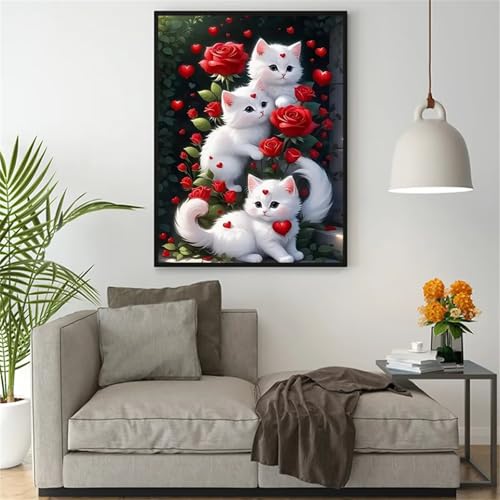 Paint by Numbers,Cat Rose Red Paint by Numbers Kits on Canvas for Adults,DIY with frame Hand Painted Oil Painting Kits,with Brushes Easy Acrylic Pigment Drawing Paintwork for Home Wall Decor 60x90cm Paint by Numbers,Cat Rose Red Paint by Numbers Kits on Canvas for Adults,DIY with frame Hand Painted Oil Painting Kits,with Brushes Easy Acrylic Pigment Drawing Paintwork for Home Wall Decor 60x90cm von taesdvry