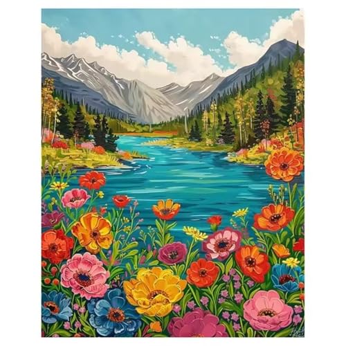 Paint by Numbers,Flower Lake Sky Paint by Numbers Kits on Canvas for Adults,DIY with frame Hand Painted Oil Painting Kits,with Brushes Easy Acrylic Pigment Drawing for Home Wall Decor 60x90cm Paint by Numbers,Flower Lake Sky Paint by Numbers Kits on Canvas for Adults,DIY with frame Hand Painted Oil Painting Kits,with Brushes Easy Acrylic Pigment Drawing for Home Wall Decor 60x90cm von taesdvry