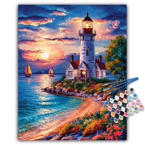 Paint by Numbers,Lighthouse Beach Paint by Numbers Kits on Canvas for Adults,DIY with frame Hand Painted Oil Painting Kits,with Brushes Easy Acrylic Pigment Drawing for Home Wall Decor 60x90cm Paint by Numbers,Lighthouse Beach Paint by Numbers Kits on Canvas for Adults,DIY with frame Hand Painted Oil Painting Kits,with Brushes Easy Acrylic Pigment Drawing for Home Wall Decor 60x90cm von taesdvry