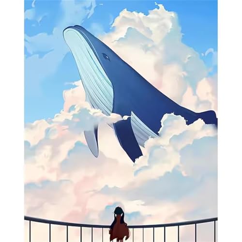 Paint by Numbers,Sky Shark Paint by Numbers Kits on Canvas for Adults,DIY Without Frame Hand Painted Oil Painting Kits,with Brushes Easy Acrylic Pigment Drawing Paintwork for Home Wall Decor 40x50cm von taesdvry