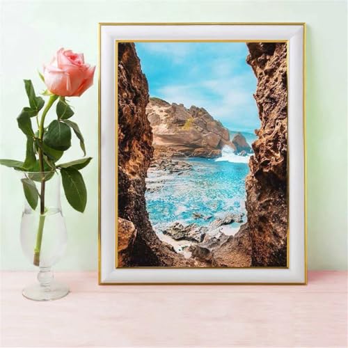 Paint by Numbers,Valley Ocean Paint by Numbers Kits on Canvas for Adults,DIY with frame Hand Painted Oil Painting Kits,with Brushes Easy Acrylic Pigment Drawing Paintwork for Home Wall Decor 60x90cm von taesdvry