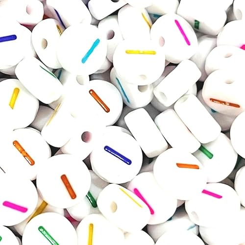 100 Stück 7 mm weiße flache runde gemischte und einzelne Zahlen 0–9 Acrylperlen mit bunten Ziffern, Bastelbedarf (Nummer 1) von taffbeads
