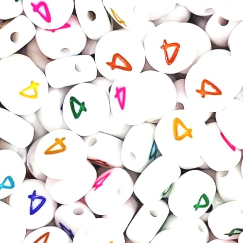 100 Stück 7 mm weiße flache runde gemischte und einzelne Zahlen 0–9 Acrylperlen mit bunten Ziffern, Bastelbedarf (Nummer 4) von taffbeads