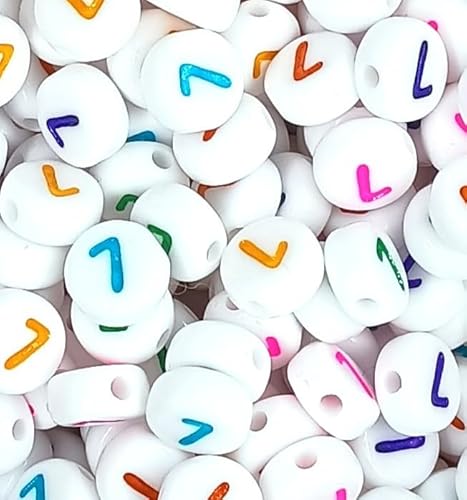 100 Stück 7 mm weiße flache runde gemischte und einzelne Zahlen 0–9 Acrylperlen mit bunten Ziffern, Bastelbedarf (Nummer 7) von taffbeads