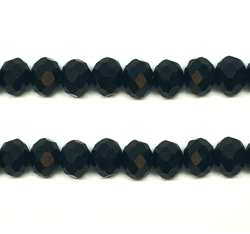8 mm facettierte geschliffene flache runde Rondelle Kristallglasperlen für Schmuckherstellung, DIY Handwerk (schwarz) von taffbeads