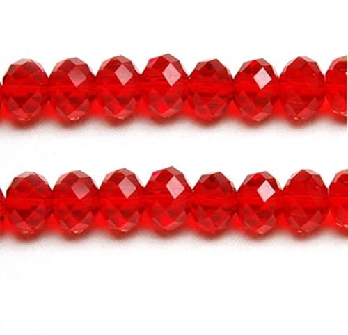 Kristallglasperlen für Schmuckherstellung, 8 mm, facettiert, flach, rund, Rot von taffbeads